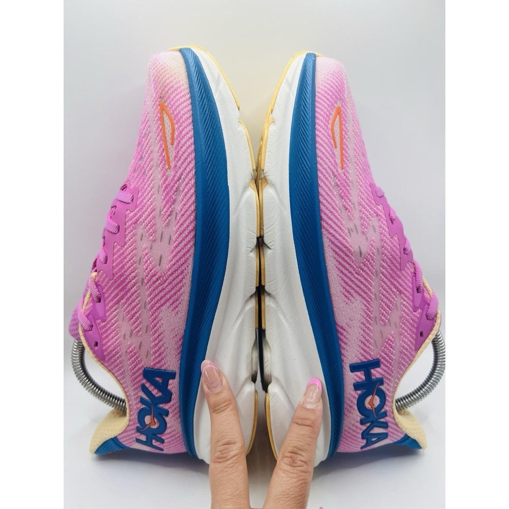 Hoka One One Women's Pink Running Sneakers with Blue Midsole - Picture 6 of 11